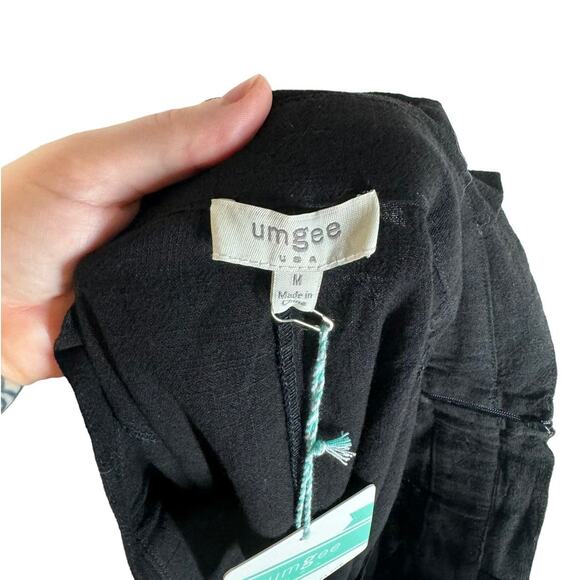 NWT Umgee Black‎ Belted Mini Skirt Medium Linen Cotton - Picture 5 of 8